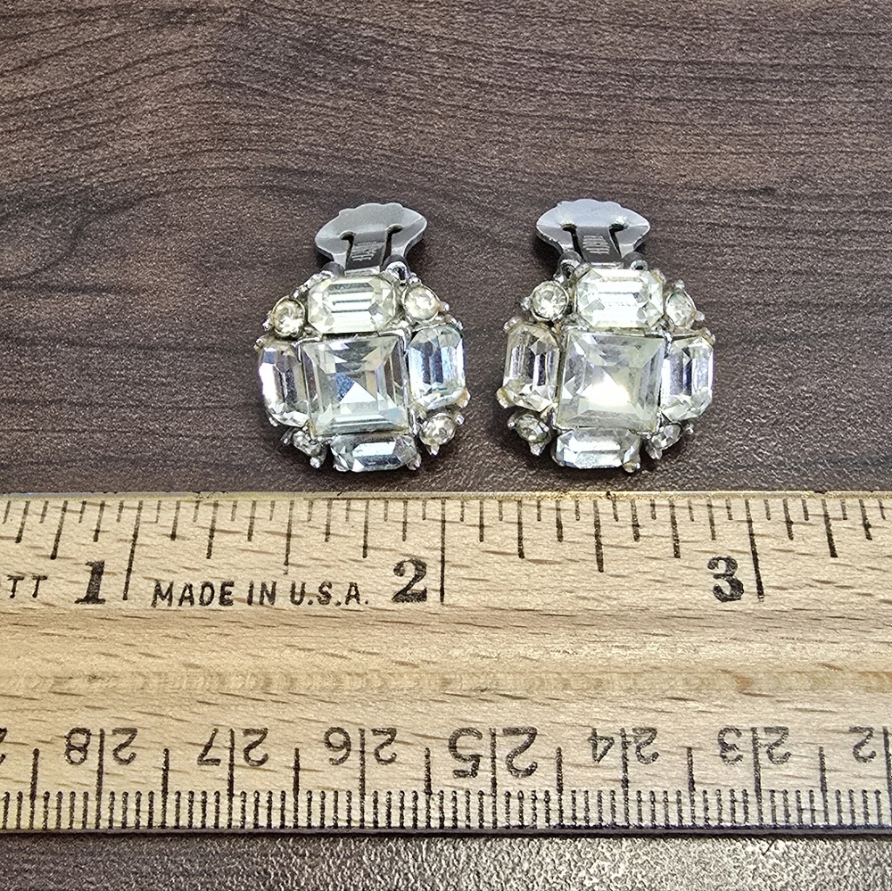 Elegant Bogoff Silver Crystal Clip-On Earrings